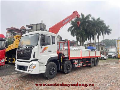 Xe tải Dongfeng 4 chân gắn cẩu Kanglim 12 tấn